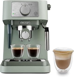 Manual Coffee Machine Stilosa EC260.GR, 15 Bar Pressure, Cappuccino System, Automatic Switch-Off, Compatible with ESE pods, 2 Level Tray, Capacity 1L, Green