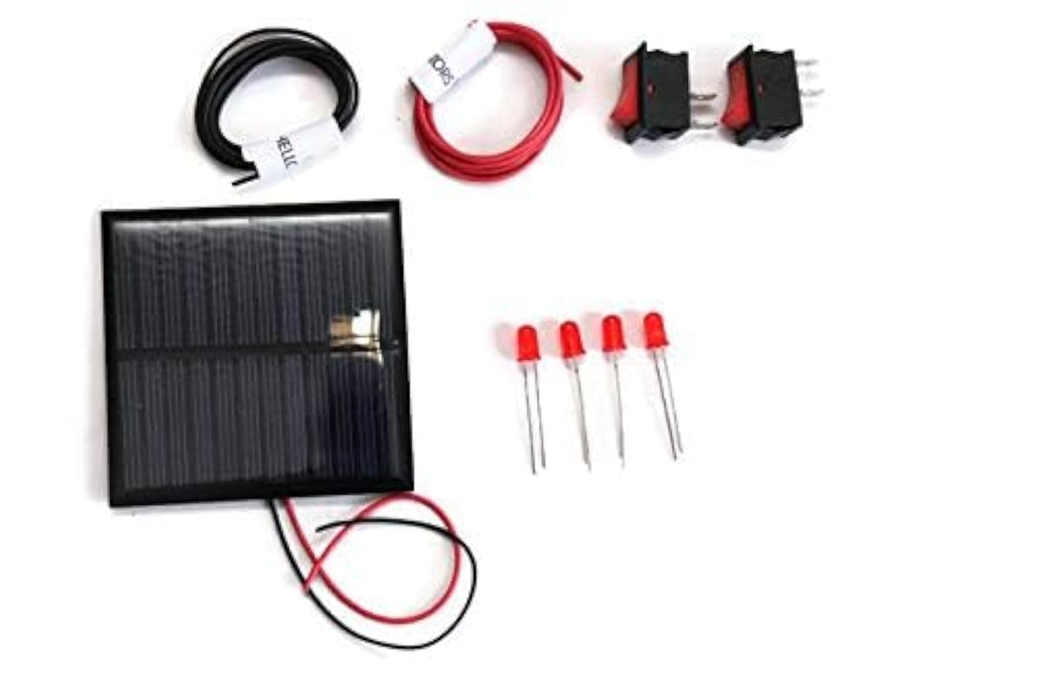 Solar for DIY, Solar Panel 6v- 100 mah, 70mm*70mm*03mm, Solar Panel in Square Shape, 4 LEDs, 2 ON/Off Switch, 2 Meter Wire