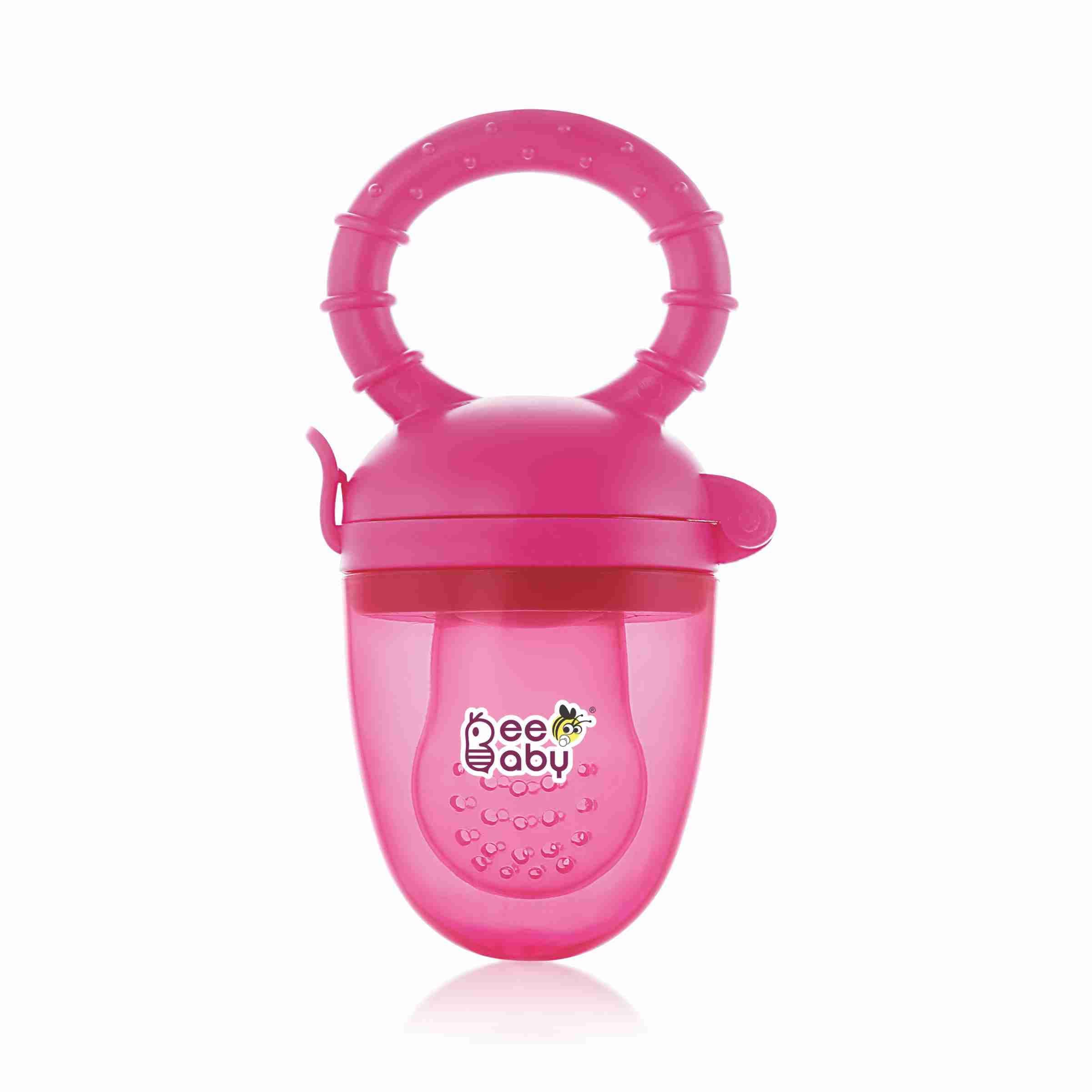 Soft Silicone Nibbler with Extra Mesh for Babies, Baby Fruit & Food Feeder, Anti Choking Fruit Pacifier, Teether for Infant, 100% BPA Free, 3 Months+ (Fruttino - Pink)