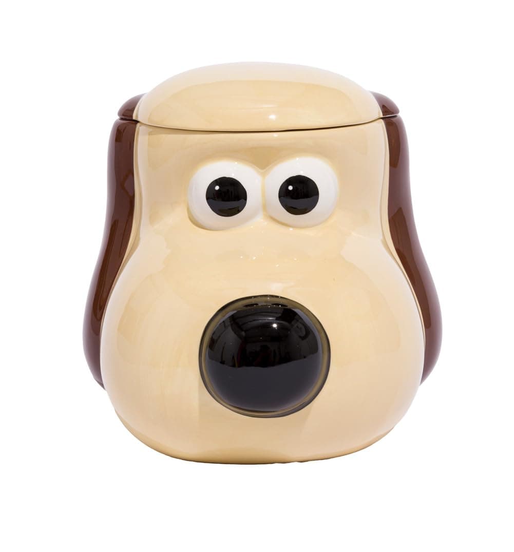 Half Moon Bay Cookie Jar Food Storage Container, 6 x 7 Inch Dolomite, Wallace and Gromit - Iconic Gromit