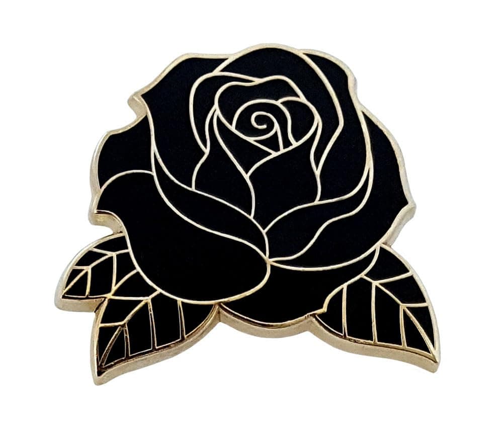 Pinsanity Black Rose Enamel Lapel Pin