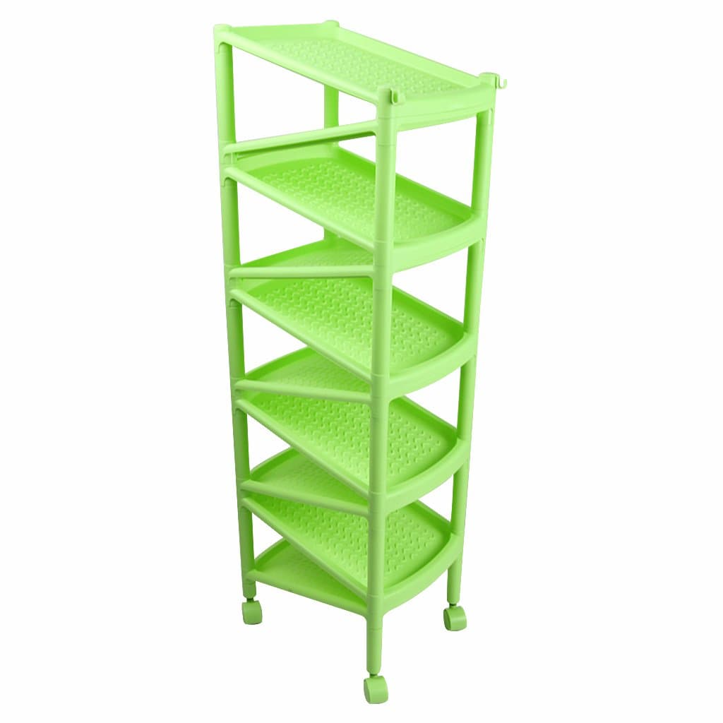 ZHEN GUO SHELF Zigzag Design stackable Thin Shoe Rack Angled, Vertical ABS Shoe Stand On Wheels With 2 Hooks For Small Space Storage, Capacity 10 Pairs (Color : Green)