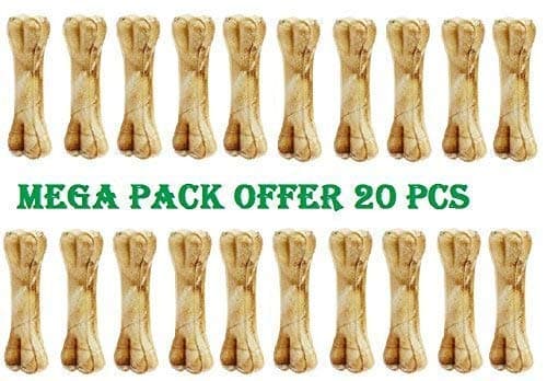 Skora Pressed Dog Chew Bone, Medium (5-inch x 20 Pieces) Mega Pack for Medium and Large Dog