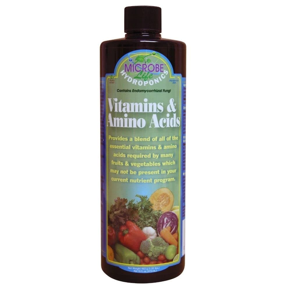 Microbe Life Hydroponics Premium Vitamins & Amino Acids Essential for Maximum Plant Growth and Root Uptake, Use with Any Feeding Systems Including Hydroponics or Soil, 16 Ounces