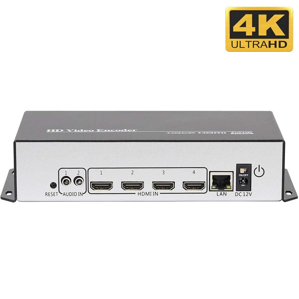4K UHD 4 Channels MPEG4 H.264 HDMI IP Video Streaming Encoder Live Broadcast RTMP Encoder IPTV Encoder for HDMI to RTSP RTMP UDP M3U8 HTTP HLS SRT RTMPS MPTS etc