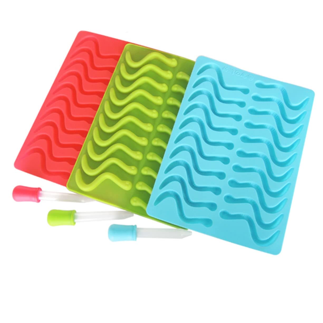 BESTonZON candy worm tray worm fondant pudding making ice cube worm mini cake bakery jelly cookie baking non stick candy silicone molds for chocolate gummy worm silicone little snake biscuit