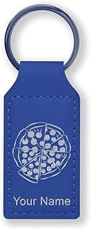 LaserGram Rectangle Keychain, Pizza, Personalized Engraving Included