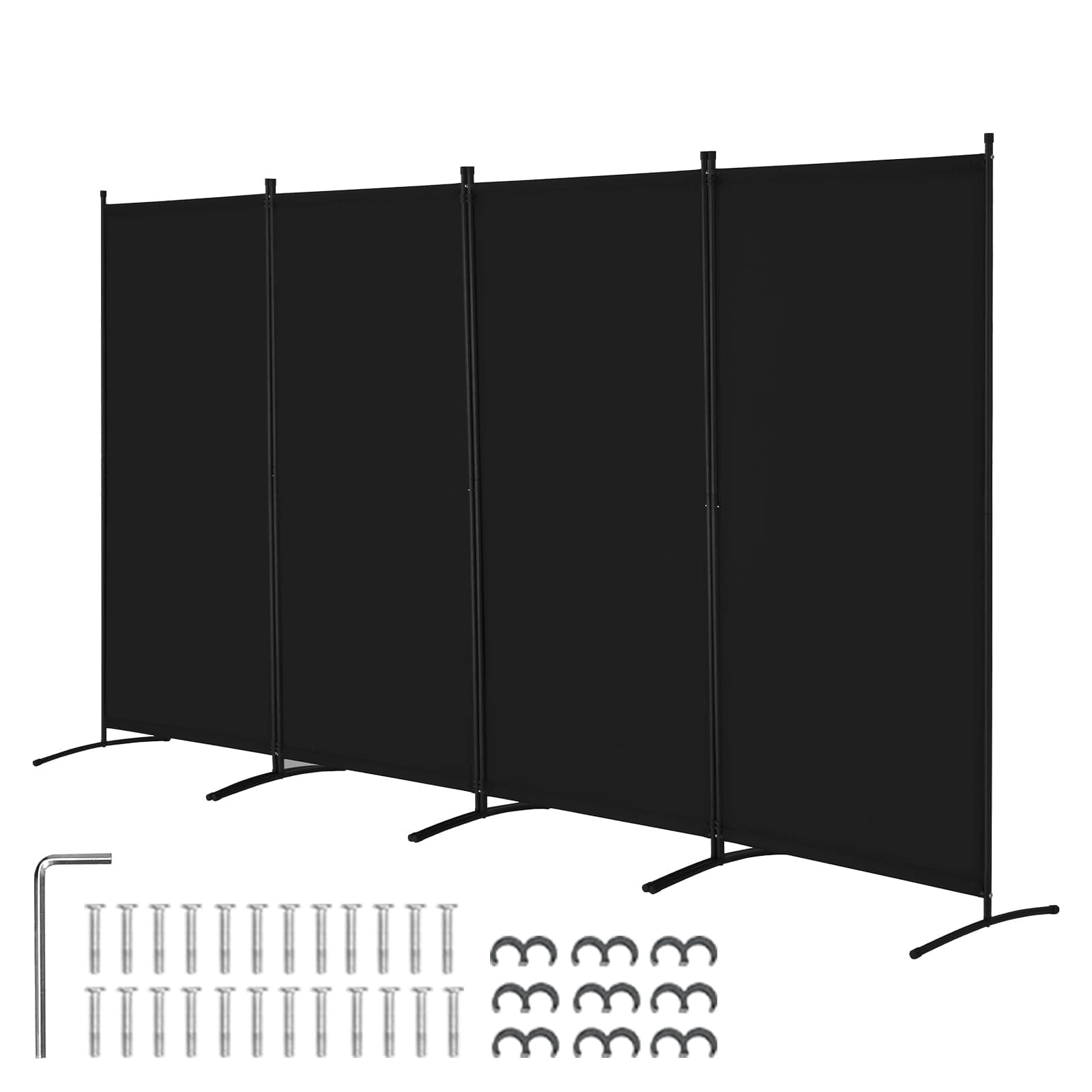 VEVOR Room Divider, 4 Panel Room Divider, Folding Privacy Screen and Portable Partition Divider for Room Separation, Freestanding Room Partitions for Office, Bedroom, Study, Black