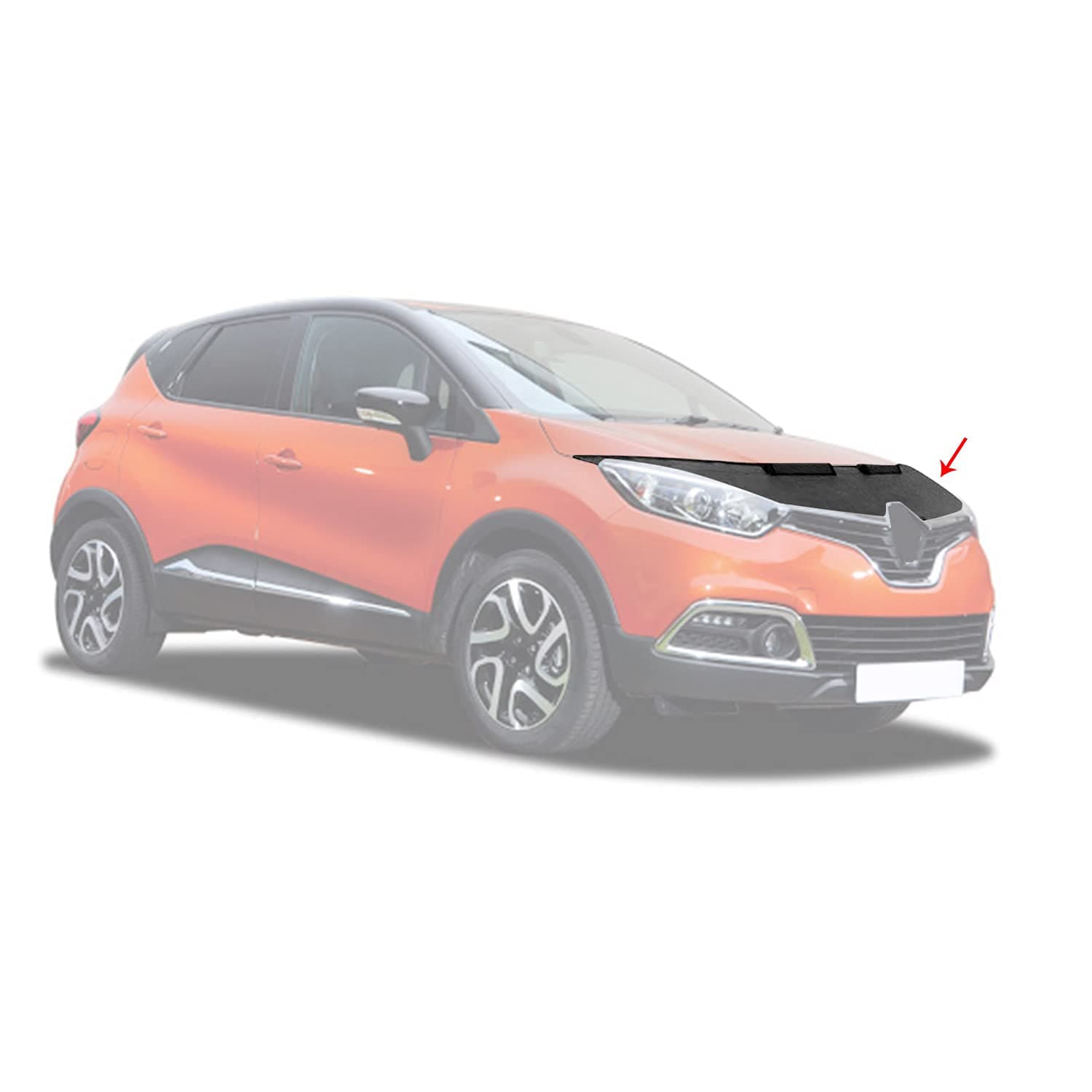 OMAC Classic Patterned Half Hood Bra for Renault Captur 1 2013-2019 Black Front Cover Mask - Bonnet Bra Car Accessories