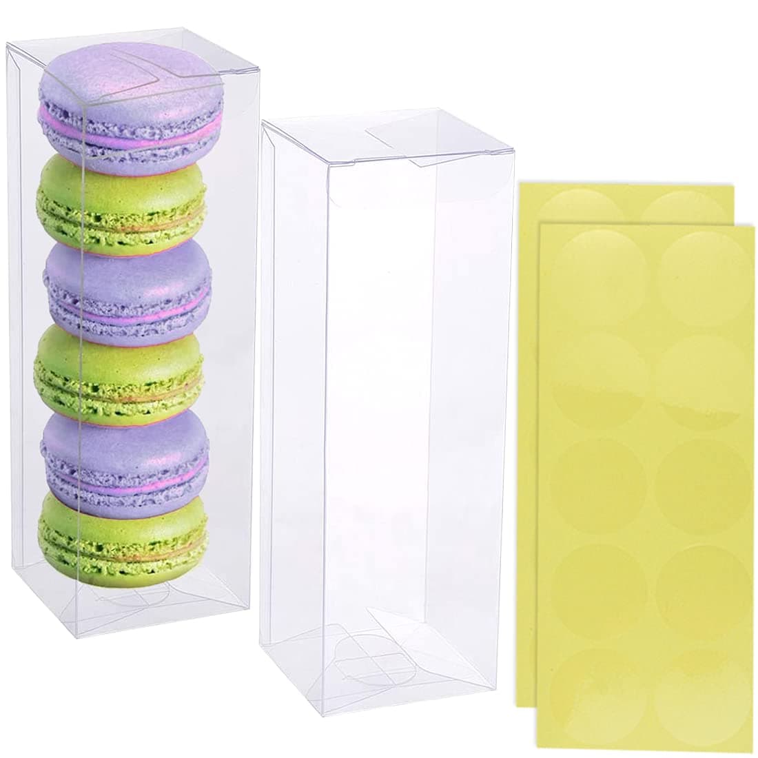 GGOUPTY Clear Candy Macaron Boxes 6"x 2"x 2" 20 PCS Favor Gift Box Transparent Plastic Cube Boxes for Cupcakes Christmas Wedding Party