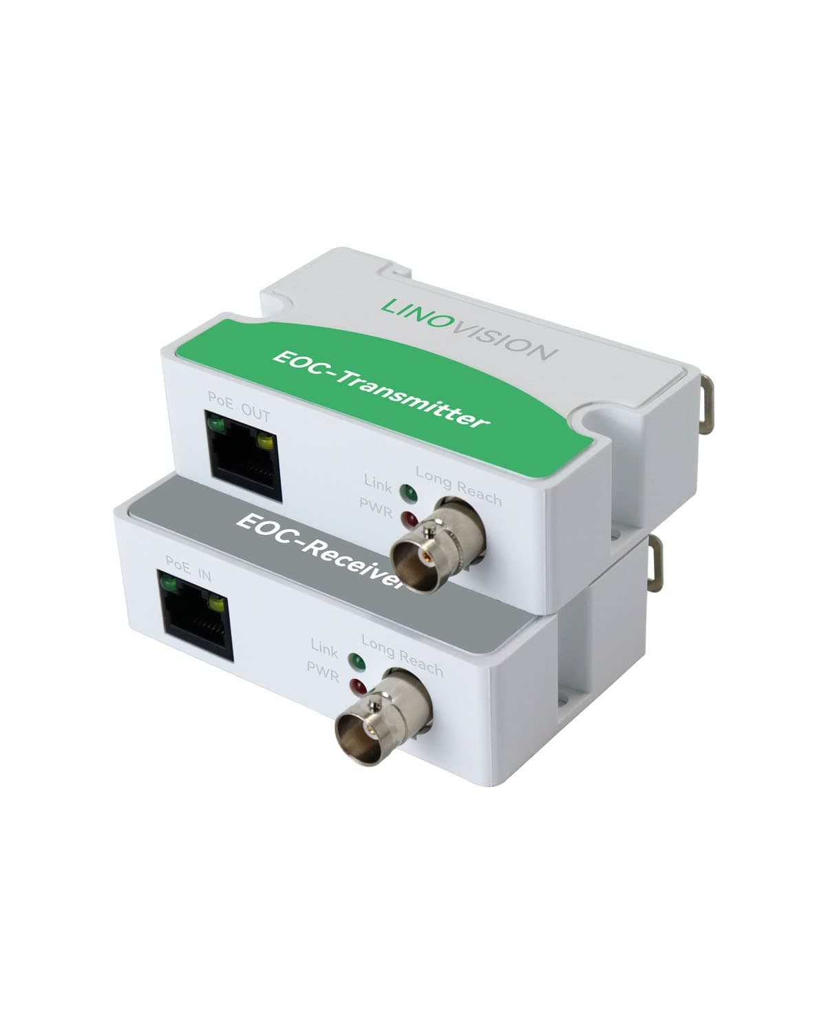 LINOVISION POE Over Coax EOC Converter IP Over Coax Max 3000ft Power and Data Transmission Over Regular RG59 Coaxial Cable for Upgrading Analog Surveillance System to IP Surveillance System