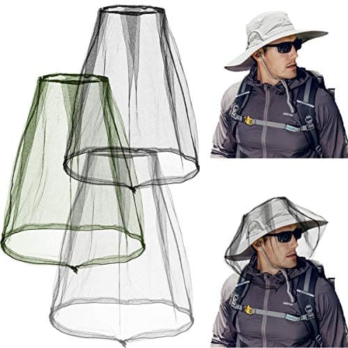 PAMASE 3 Pack Durable Mosquito Head Net, Well Made Protective Cover Insect Head Net, Premium Head Net Mesh and Head Insect Repellent Netting for Outdoor Activities (3 Color)