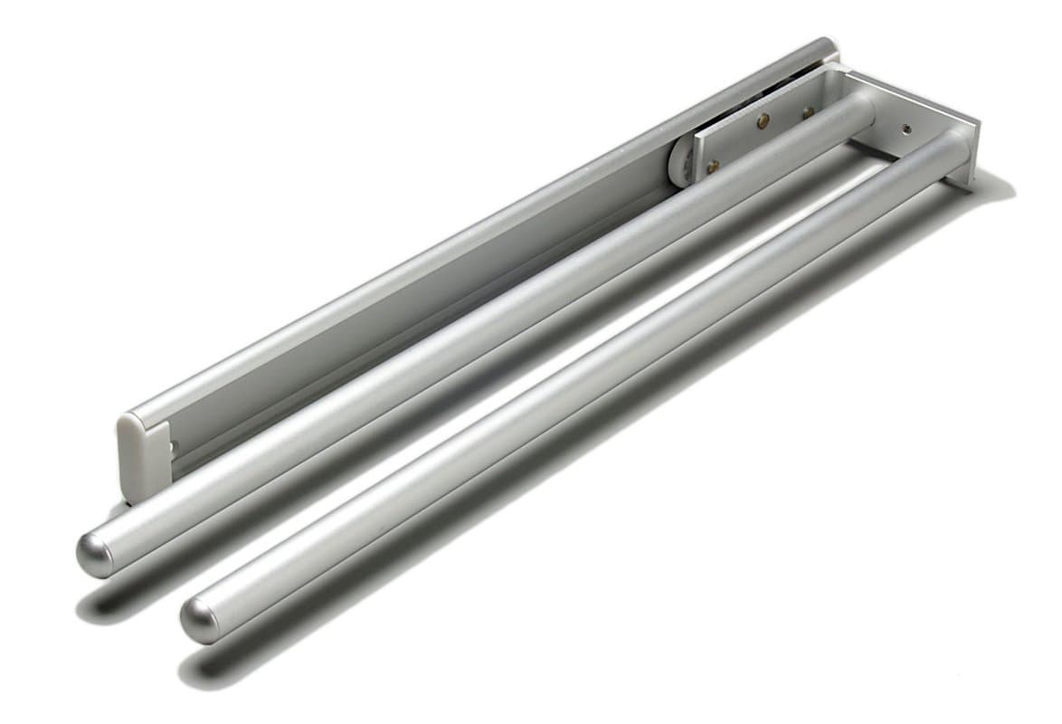 Hafele 510.54.21 2-Arm Side or Under Mount Aluminum Pull Out Towel Rack, Silver Anodized