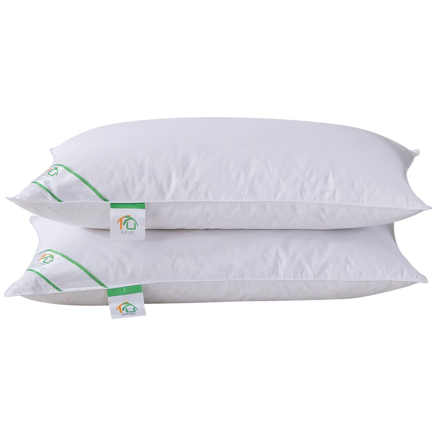 – Goose Feather and Down Pillows Pair, Luxury Pillows with 100% Cotton Cover, Medium and Soft Firmness, Hotel Quality(48X74cm)