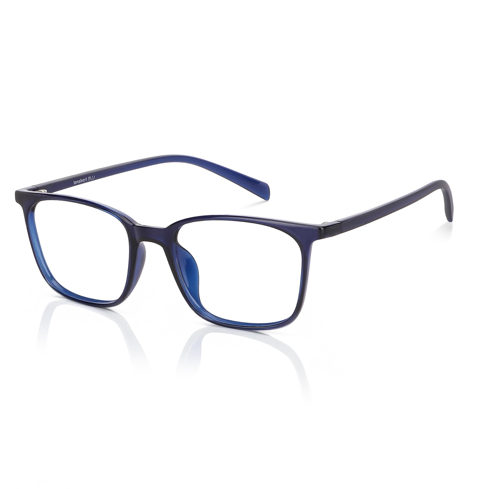 Zero Power Bluecut & Antiglare Computer Eyeglasses | Blue Full Rim Square | For Men & Women | Medium | LB E13526