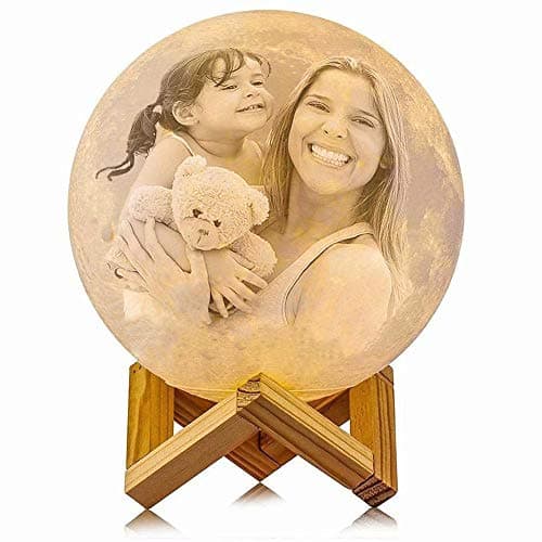 Personalized Moon Lamp: 3D Printed Custom Photo & Text Moon Light for Kids Gift with USB Charging and Touch Control Brightness Warm and Cool White Lunar Lamp