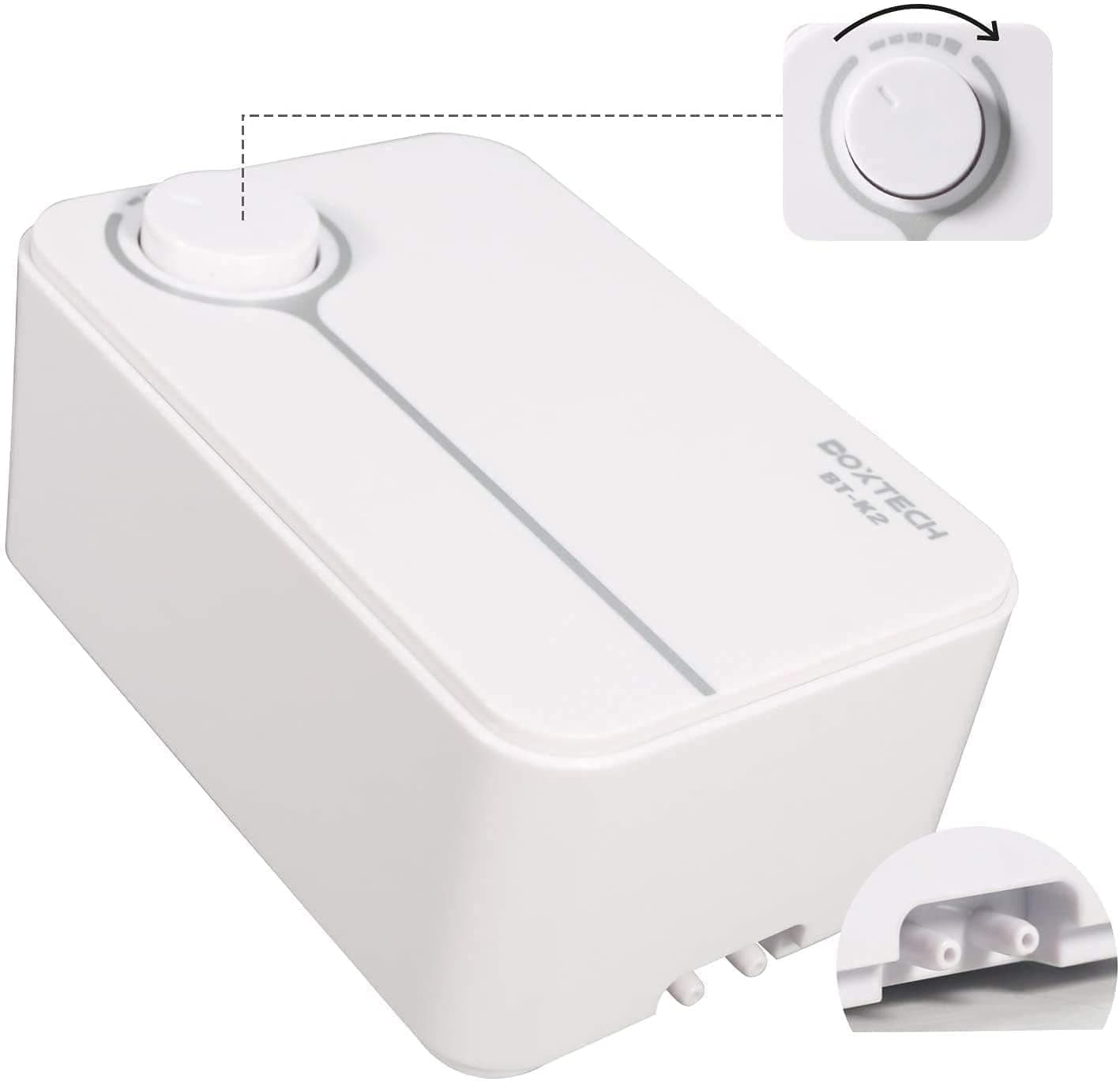 boxtech Ultra-Quiet Fish Tank Oxygen Pump, Adjustable Airflow with 2 Outlets ...