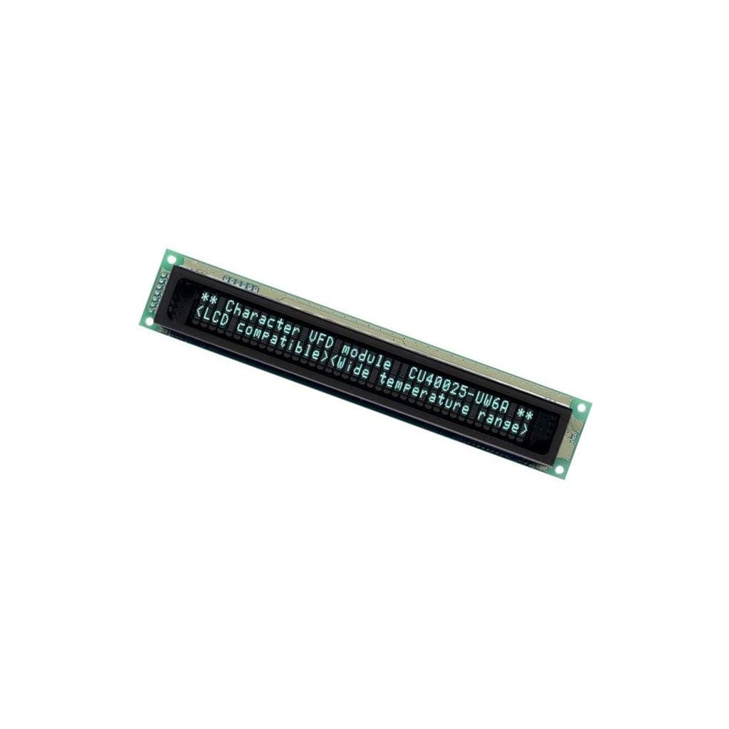 CU40025-UW6J Display: VFD alphanumeric 40x2 Char: 4.7mm 350cd/m2 PIN: 20 NORITAK