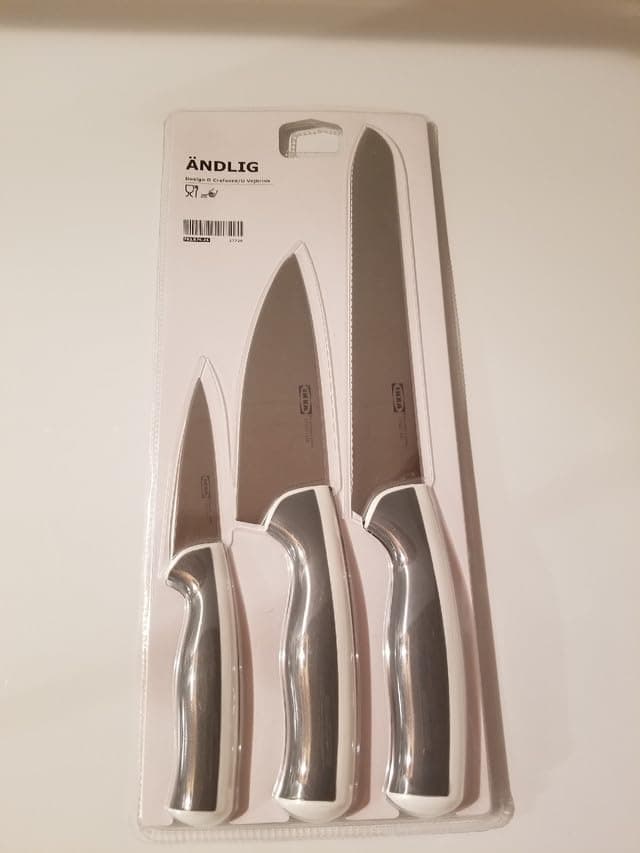 Ikea Knife Set Bread Cook Paring Gray White (3 Piece)
