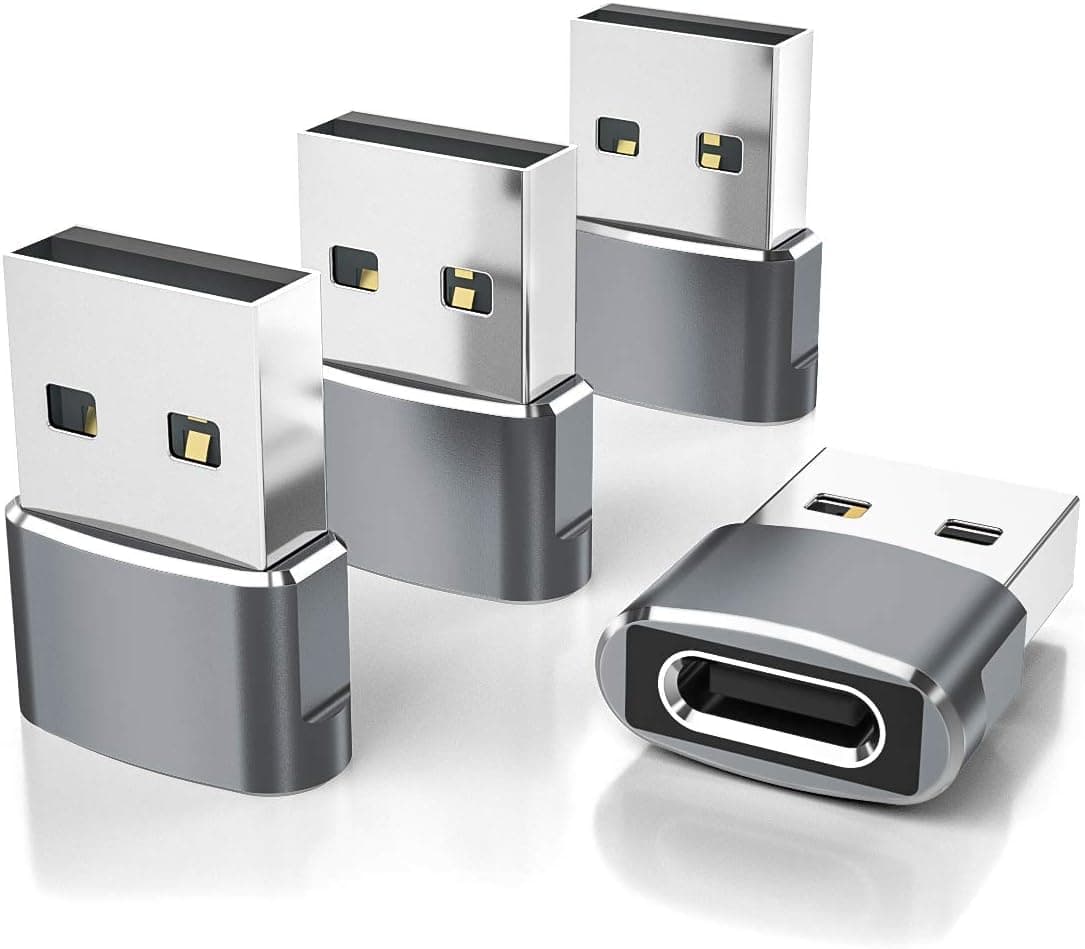 rts (4 Pack USB to USB C Adapter Type C Female to A Male Charger Converter for Chargers, Power Banks, Laptops hub iPhone 16 Pro Max Plus 15 14 13 Apple Watch 10, iWatch 8, Airpods,iPad 9 Air 5 Mini 6