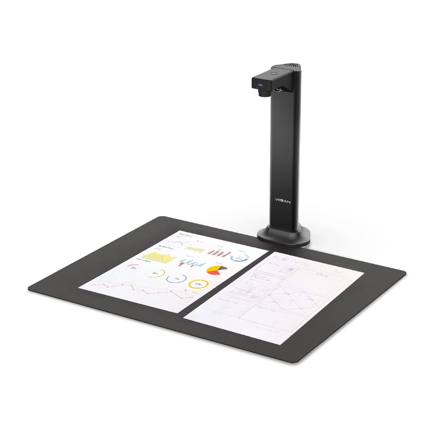 VIISAN DL8 Innovative Document Scanner, USB Book Scanner with Asymmetric Lighting Tech, OCR Auto-Flatten & Deskew, 13MP Document Camera for Desktop/Laptop, Capture Size A3, Works with Windows & macOS
