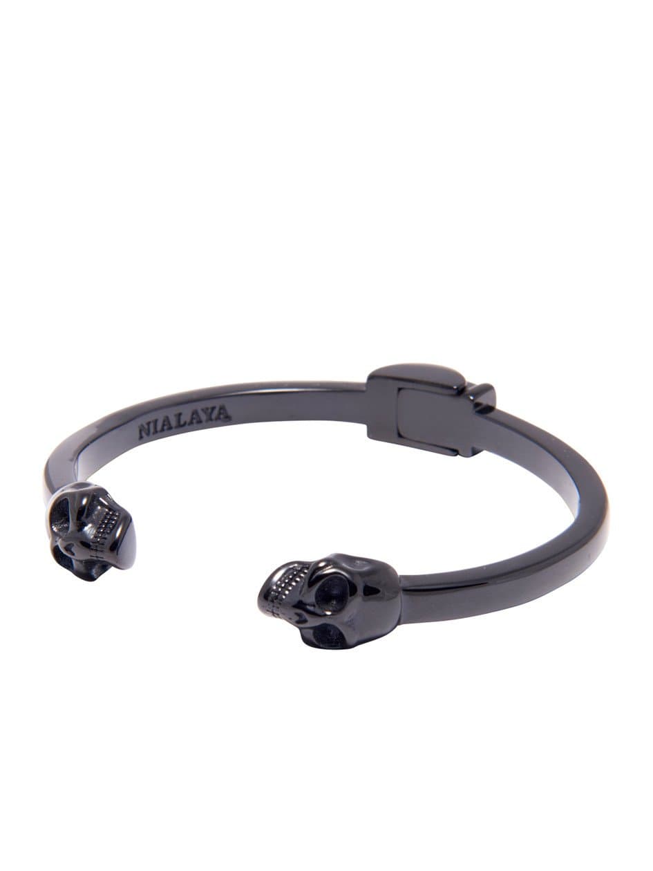 Nialaya Men's Black Skull Bangle