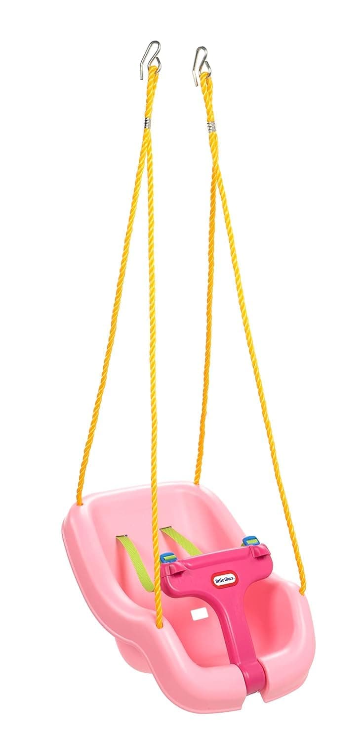 Snug 'n Secure Pink Swing with Adjustable Straps, 2-in-1 for Baby and Toddlers Ages 9 Months - 4 Years,16"D x 16.3"W x 17"H