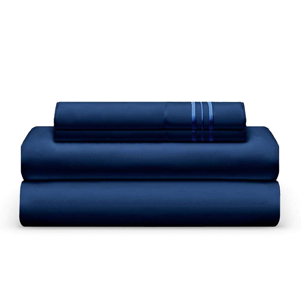 1800 Thread Count Bed Sheet Set - 2 Fitted & 1 Flat Sheets, 2 Pillow Cases - Best Double Brushed Microfiber - Soft & Cool, with Deep Pockets, Thick Elastic - Split King - Navy Blue