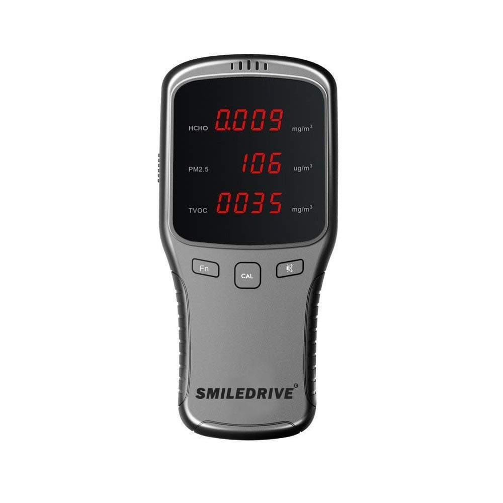 SMILEDRIVE® Portable Air Quality Pollution Meter Detector for Formaldehyde PM 1/2.5/10, TVOC, HCHO-Indoor & Outdoor Use
