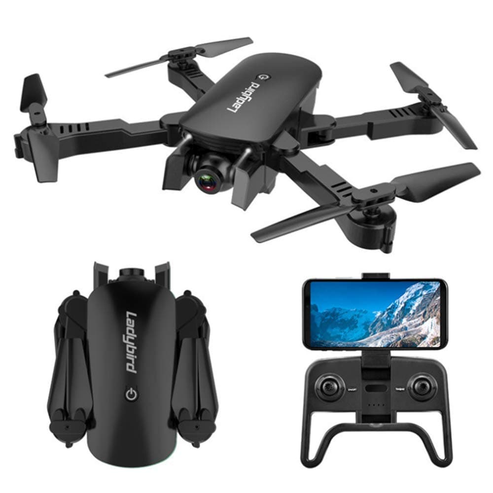YWT GPS Drone Collapsible Drone with 4K HD Camera Live Video RC Quadcopter Follow Me, Smart Return Home, Dual Control Mode, Altitude Maintenance,Black