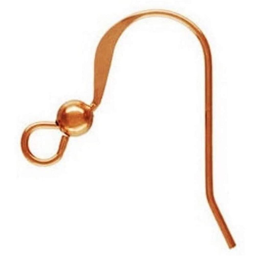 Genuine Copper 16 MM Ear Wire with 3 MM Bead/Pack of 50