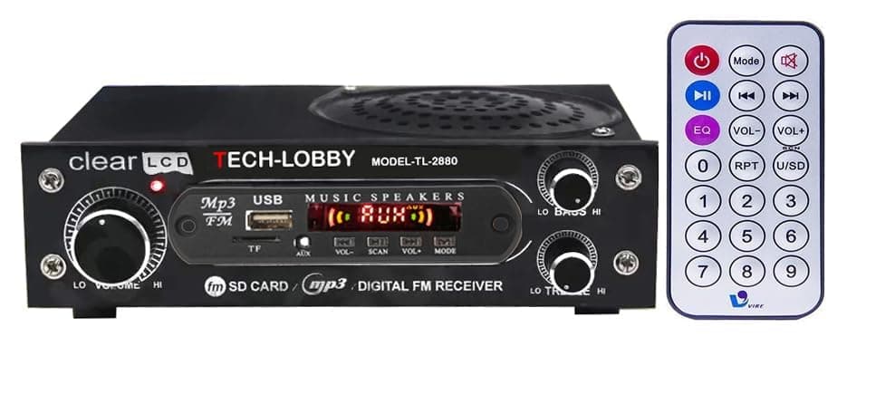 Tech-lobby AC/DC FM Radio Multimedia Speaker with Bluetooth, USB, SD Card, Aux FM Radio (Silver) Perfect Kitchen and Home Radio.