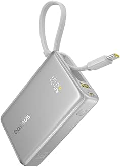 BaseusPower Bank, Picogo 10000mAh 45W 3-Output Portable Charger with Built-in USB-C Cable, PPS/PD QC Fast Charging External Battery Pack for iPhone 16/15/14/13 Series, Samsung S22 S21 Google iPad etc