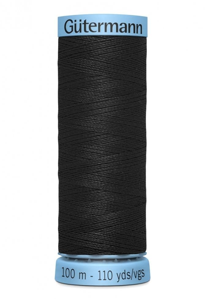 Gutermann Luxurious Pure Silk Sewing Thread 100m Black 000 - Each