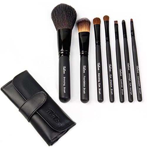 Makeup Brush Set Premium Cosmetic Brushes Foundation Blending Beginner Blush Eyeliner Face Powder Brush Makeup Brush Kit with Foldable Soft PU Bag 7pcs Gift for Girl Women Wife