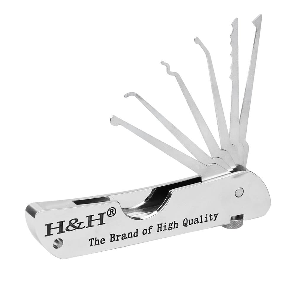 WASOON H&H Lock Folding Single Hook Picks Portable Padlock Training Tool Set Jackknife Locksmith Repairing Tools Quick Openers