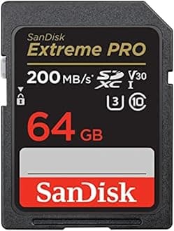 64GB Extreme PRO SDXC card, SD Card, V30 Memory Card, 4K UHD, up to 200 MB/s, SanDisk QuickFlow Technology, RescuePro Deluxe Data Recovery Software, UHS-I, Class 10, U3, V30