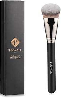 TEOYALL Flat Angled Foundation Brush, Large Dense Synthetic Bristles Kabuki Brush for Base Makeup with Liquid Cream Powder