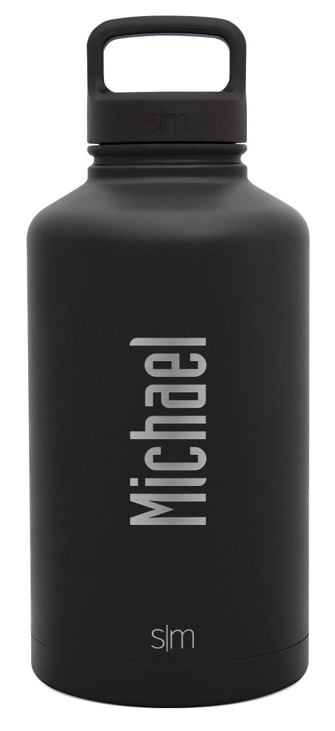 Simple Modern Personalized Gift Summit 64oz - Handle Lid Water Bottle - Customized Name for Men Women Kids Father Dad Stainless Steel Thermos Flask Vacuum Insulated - Midnight Black