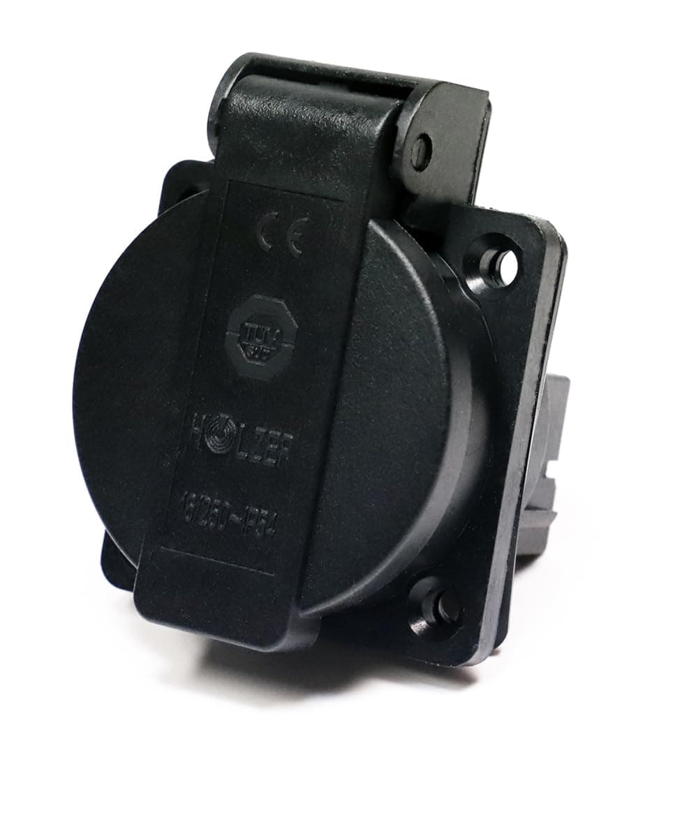 Pack of 8 recessed sockets Schuko socket 16 A with IP54 / + flange seal (black)