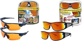 BattleVision Storm Glare-Reduction Glasses by BulbHead and BattleVision Wrap Arounds HD Polarized Sunglasses, As Seen On TV | Reduce Glare and Enhance Vision During All Weather Conditions