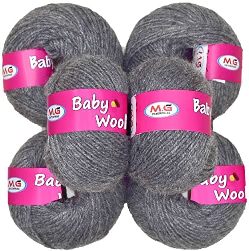 100% Acrylic Wool Wrosted Grey (10 pc) Baby Soft 4 ply Wool Ball Hand Knitting Wool/Art Craft Soft Crochet Hook Yarn, Needle Knitting Yarn Thread Dye O F G HH