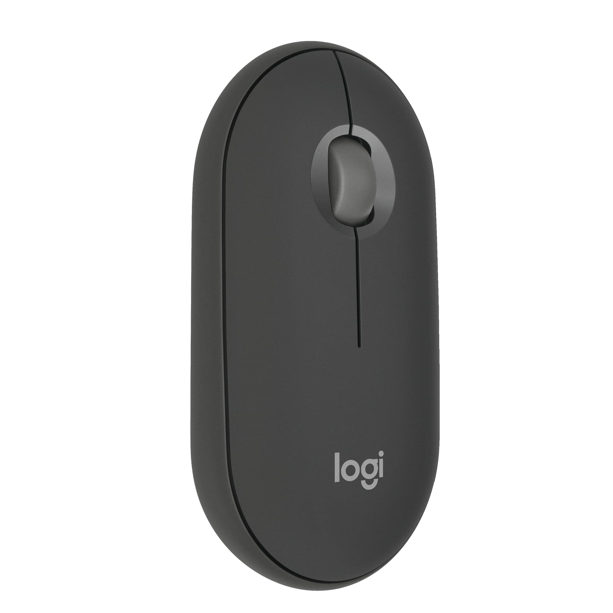 Pebble Mouse 2 M350s, Stylized Bluetooth Wireless Mouse, Lightweight, Customizable, Discrete Clicks, Easy-Switch, Windows, macOS, iPadOS, Android, ChromeOS - Graphite