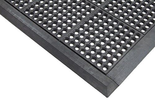 Female Edge for Rubber Interlocking Grass Mat with Drainage Holes, Black