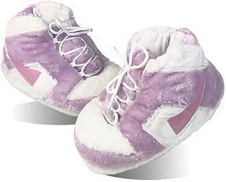 Sneaker Slippers Non Slip Sole Indoor House Plush Slippers Unisex Indoor Floor Cotton Shoes (Purple,5.5,12)