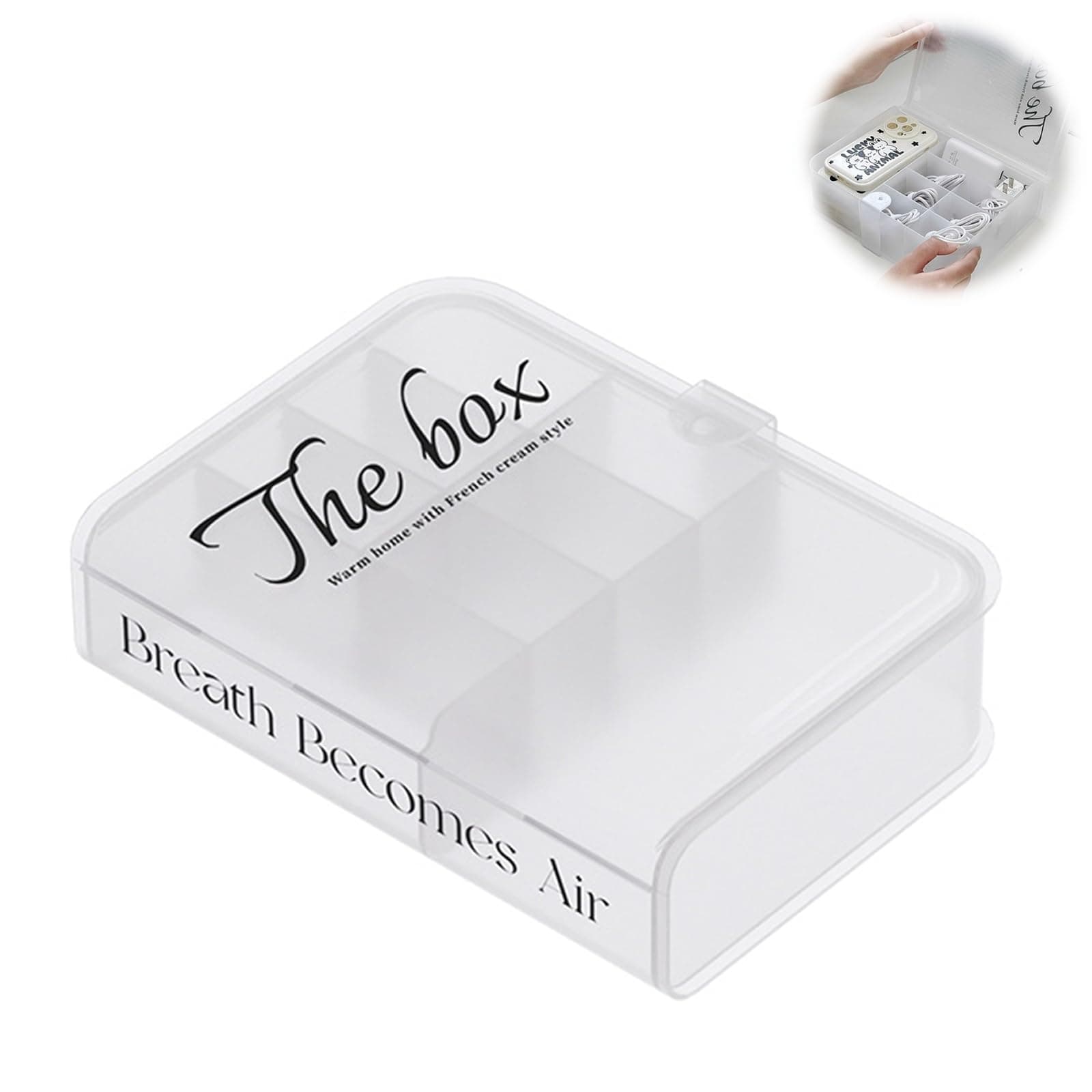 VorsiPro Data Cable Organizer Storage Box with Lid, Clear Charger Organizer, Charger Cable Organizer, Desk Accessory Storage Organizer (Transparent)