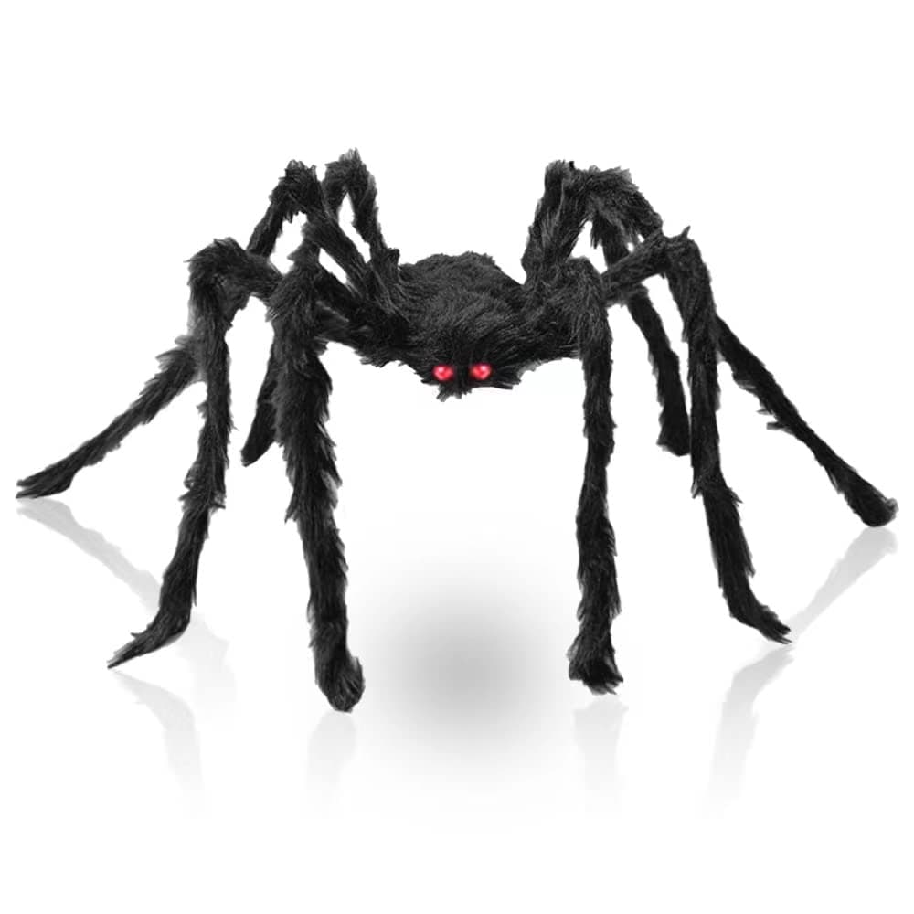 Halloween Decorations Big Spider 4.9 Ft Black Soft Hairy Scary Spider Fake Large Pops for Halloween Outdoor Yard Party