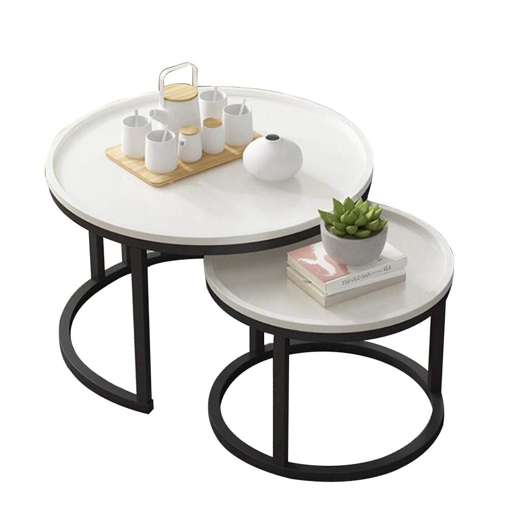ZR-Wall table, Side Tables, Set of 2 Nesting Tables, for Living Room Furniture, Balcony Coffee Snack Table -Save Space (color : White)