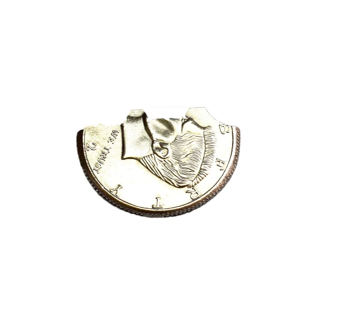 Magic Bites Coin Bite Out Dollar Folding Bite Coin Half Dollar with Replacement Rubber Band - Close up Coin Magic Tricks