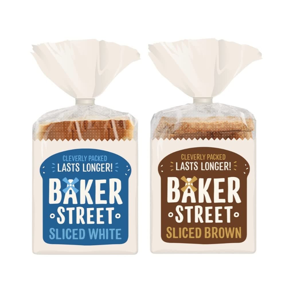 4 x 14 Slices Medium Sliced Toast Bread Bakery Breakfast Sandwich Loaf Sliced Bread (2 each, White, Brown)